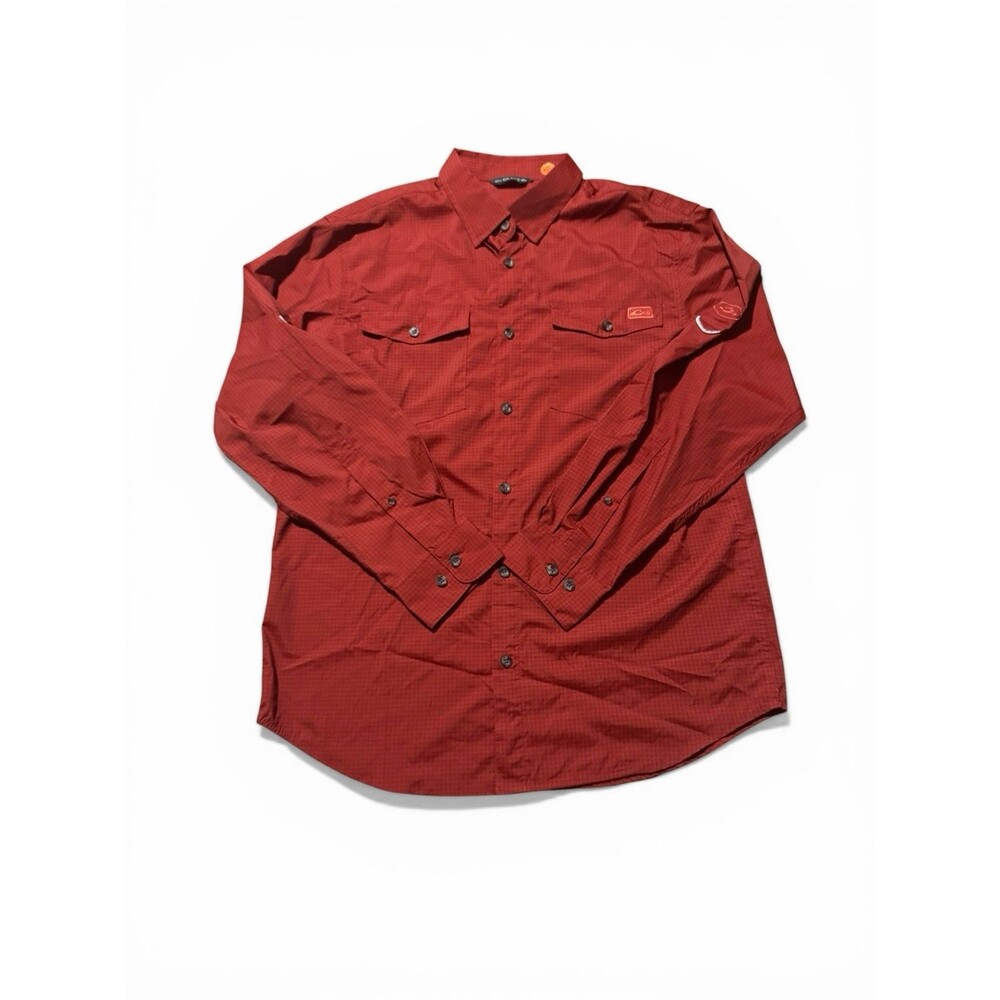 Drake Men’s M Frat Gingham Red Check Button Down L/S Shirt Outdoors Hunting Fish